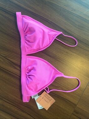 Shade & Shore Hot Pink Ribbed Triangle Swim Top